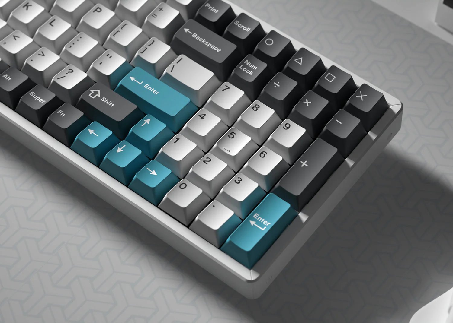 Cherry Profile Double - Shot PBT Full Set Keycaps - Grey, White, and Blue - Image 9
