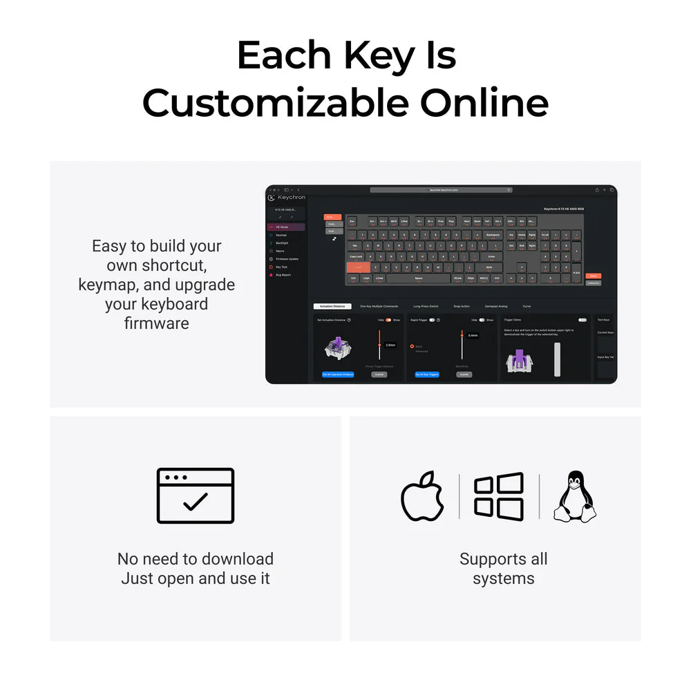 Keychron K10 HE Wireless Magnetic Switch Custom Keyboard (US ANSI Layout) - Image 7