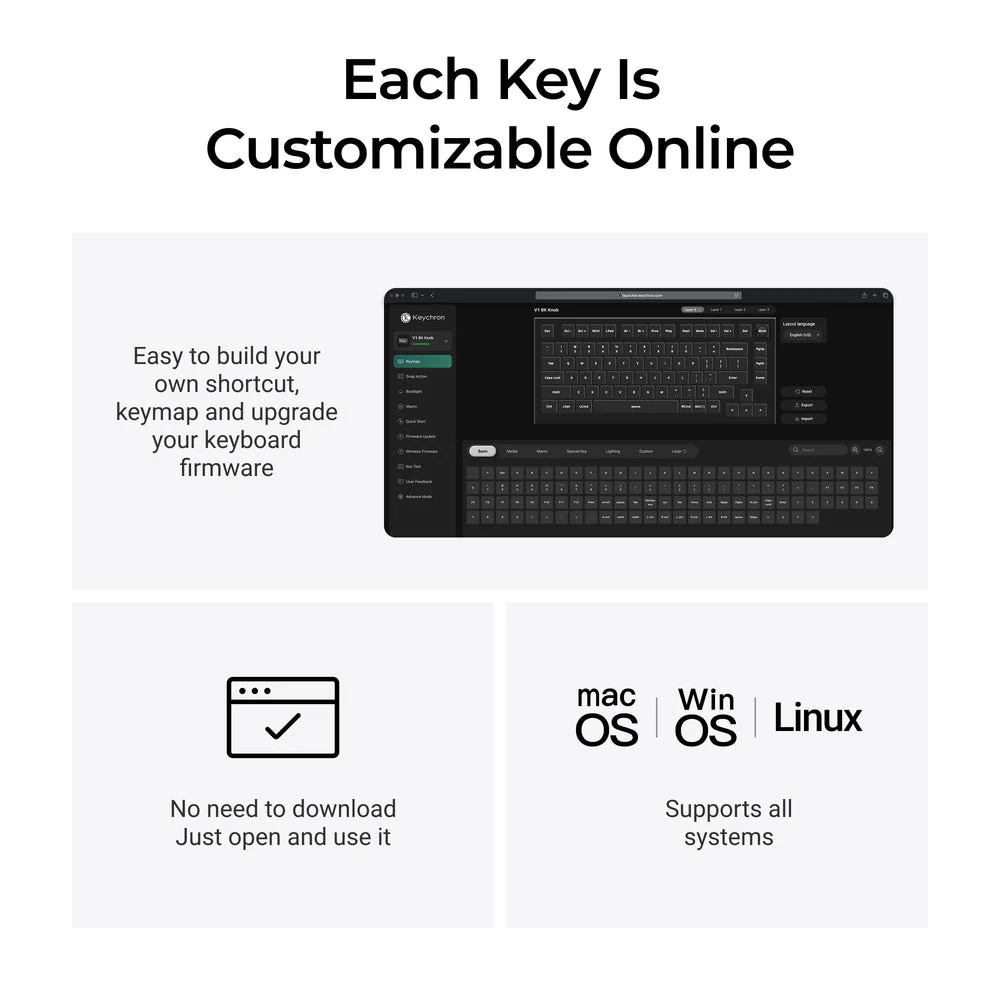 Keychron V1 8K QMK Wired Custom Mechanical Keyboard (US ANSI Layout) - Image 6