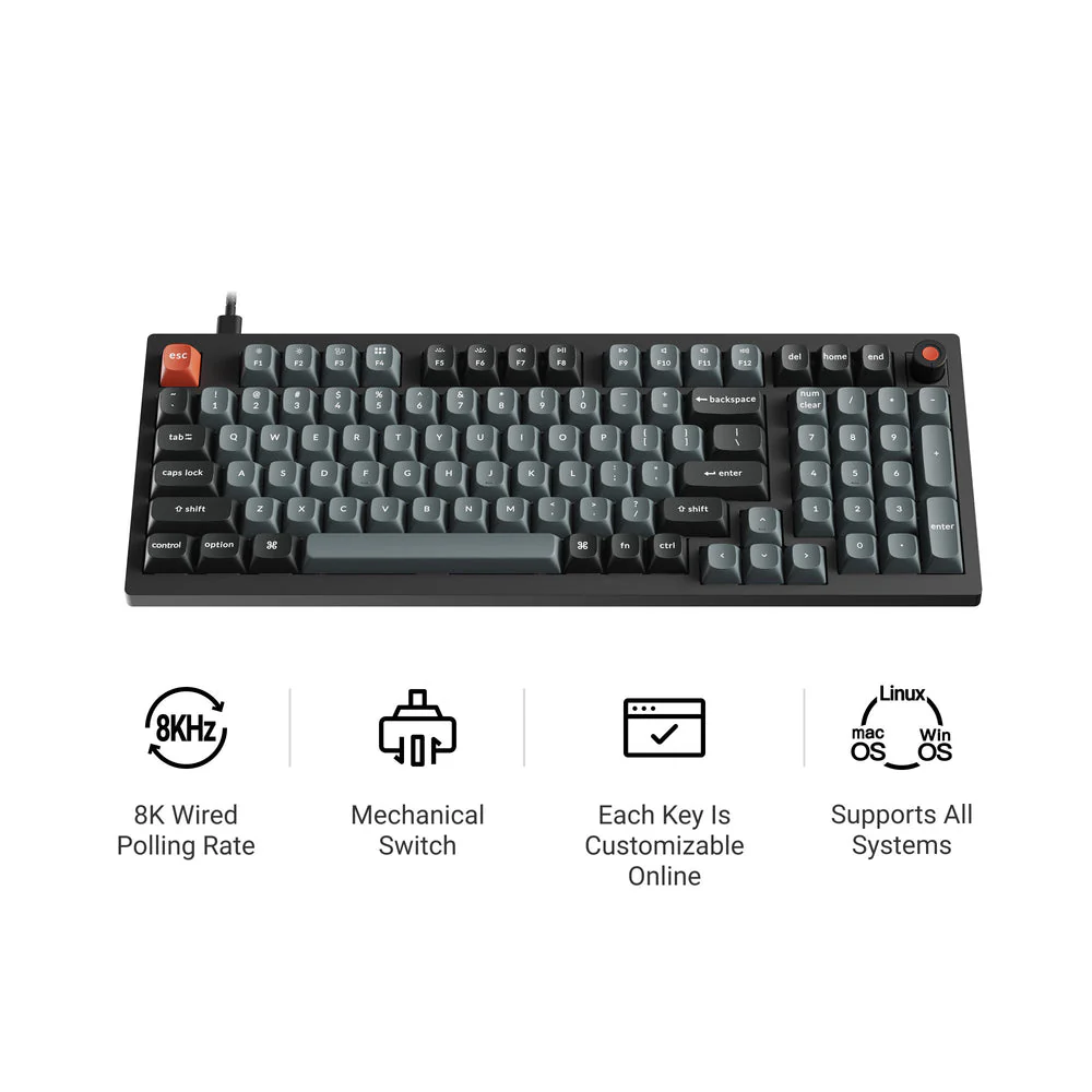Keychron V5 8K QMK Wired Custom Mechanical Keyboard (US ANSI Layout)